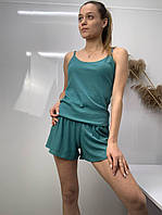 Комплект майка шорти у рубчик, м'ята колір