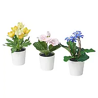 Горшок для искусственных растений+донышко cpl. 3s, комнатный/наружное желтый/розово-фиолетовый, 6 см FEJKA