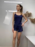 Комплект майка шорти в рубчик, синій колір, фото 3
