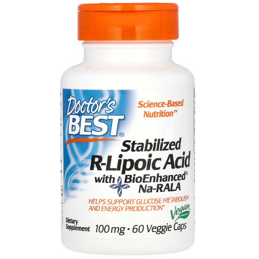 Doctor's Best Stabilized R-Lipoic Acid with BioEnhanced Na-RALA 100 mg 60 Veg Caps