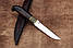 Ніж для полювання ручної роботи Фінський 6, нескладний ніж із міцної сталі M390, зі шкіряним чохлом у комплекті., фото 2