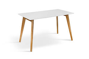 Білий компактний недорогий сучасний обідній кухонний стіл з стільницею з МДФ для маленької кухні 120 см Дуглас