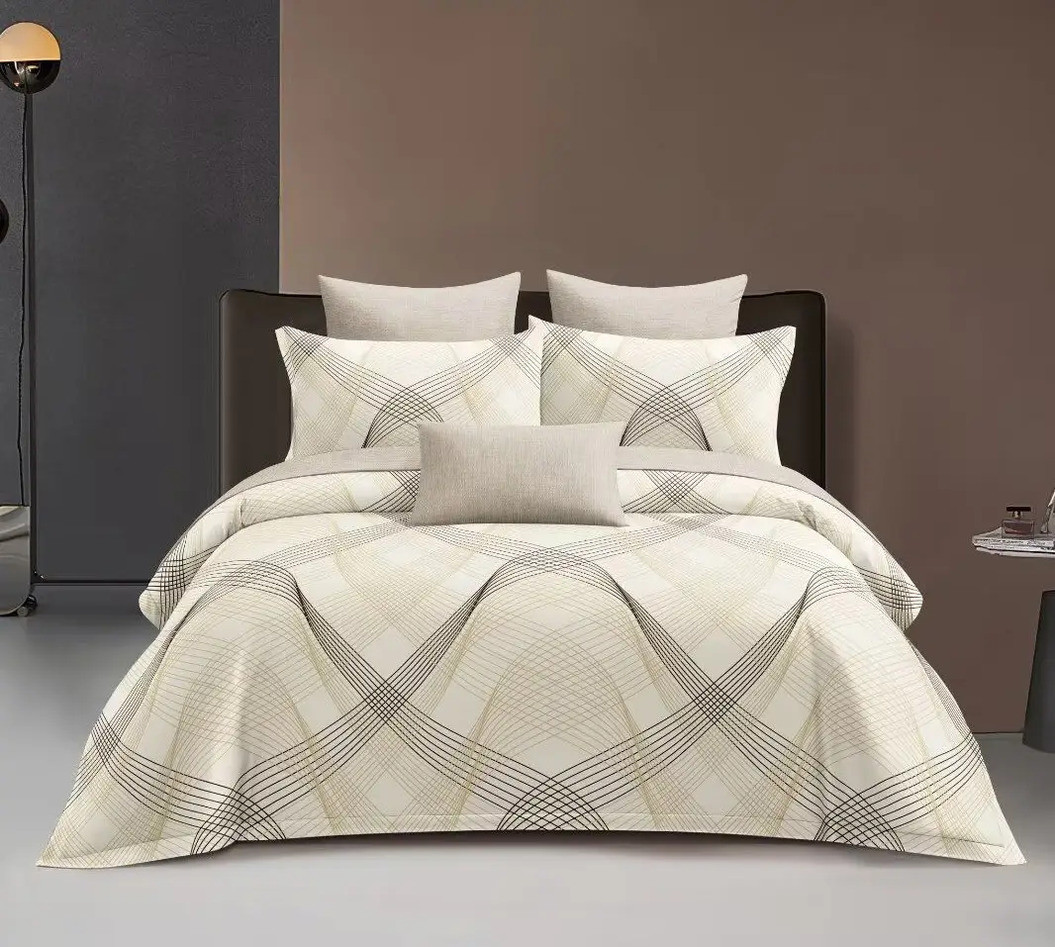 Постільний комплект двоспальний 180х220 Сатин Люкс (22508) Двостороння постільна білизна з 4 наволочками, фото 1