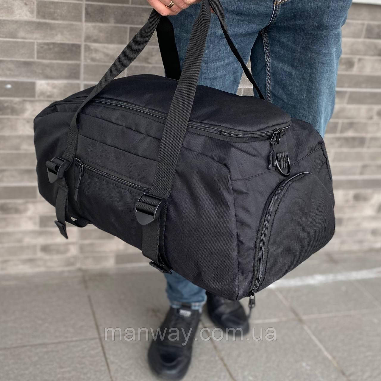 Спортивна сумка чоловіча жіноча з відділенням для взуття чорна  Journey