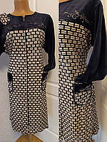 Жіночий домашній велюровий халат, на блискавці, з пояском, великого розміру, р. 4ХЛ (54/56)