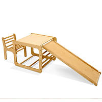 Дитячий столик-трансформер зі стільчиком та гіркою SportBaby "Кубик", деревяний
