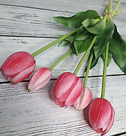 Тюльпаны латексные Премиум качества, в букете 5 веточек (цвет ярко-розовый)