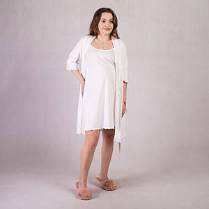 Комплект халат з нічною піньє "Застібка-Молочний колір" 46-54р.