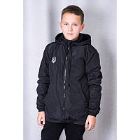 Ветровка демисезонная куртка с Трезубцем, синяя и черная, для мальчика, от128-134см до 158-164см