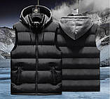 Жилетка чоловіча зимова тепла з капюшоном 48-52, фото 2