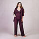 Жіночий комплект 3-ка Халат+штани+майка піньє "Баклажановий колір" 46-54р., фото 3