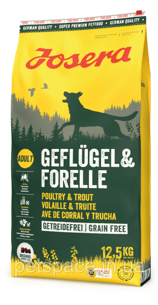Корм Josera Geflugel&Forelle (Йозера беззерновий з куркою і фореллю) 12.5кг+БЕЗКОШТОВНА ДОСТАВКА