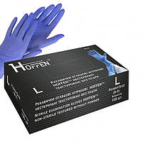 Рукавички медичні нітрилові сині HOFFEN нестерильні текстуровані без пудри розмір L