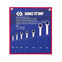 Ключ KING TONY комбинированный с трещоткой 7 шт., 10-19 мм (12107MRN) - Топ Продаж!
