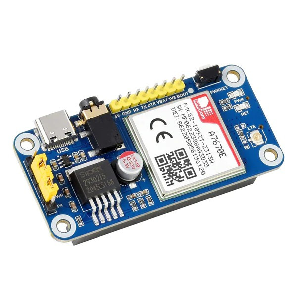 Плата розширення для Raspberry Pi A7670E LTE Cat-1 HAT (WAV-20049)