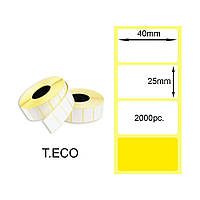 Желтая термоэтикетка 40x25mm 2000pc. YELLOW Т.ЕКО (T.ECO Thermal Labels)