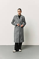 Женское пальто серое длинное с поясом S-M ZF Inspire 1666