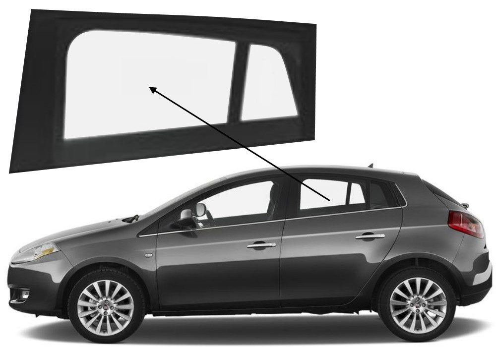 Бічне скло Fiat Bravo 2007-2016 задніх дверей ліве, фото 1