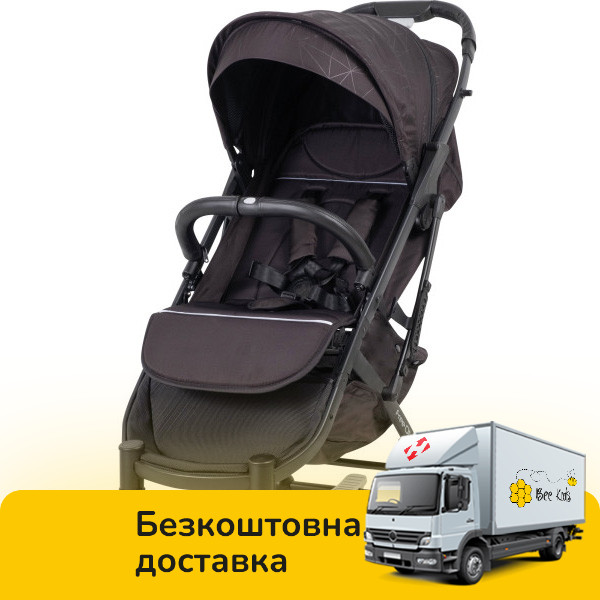 Прогулянкова коляска FreeON (5-ти точковий ремінь безпеки, регул. підніжка) DIAMOND Black 38213 Чорна, фото 1