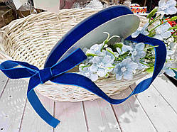 Стрічка оксамитова синя. Ширина 1.5 см (за м)