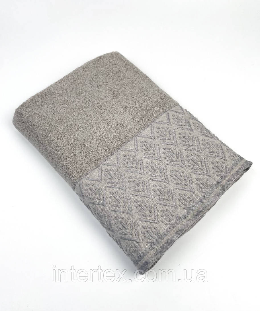 Рушник лицьовий махровий Ялинка (сірий) 100х50 см, фото 1