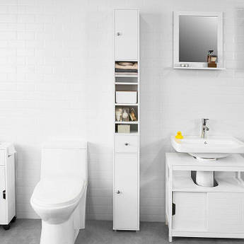 Шафа для ванної, стелаж для зберігання приладдя ванної кімнати, колір Білий