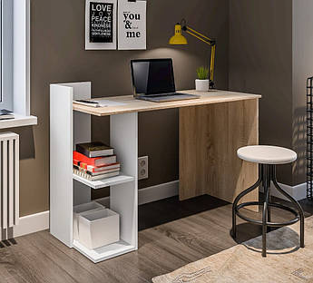 Комп'ютерний стіл 2 в 1 (стіл-стелаж), колір Дуб Сонома / Білий