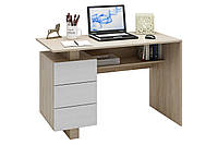 Компьютерный стол (с ящиками), стол офисный, стол для школьника, цвет Дуб сонома/Белый