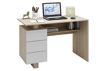 Комп'ютерний стіл (з ящиками), офісний стіл, стіл для школяра, колір Дуб сонома/Білий