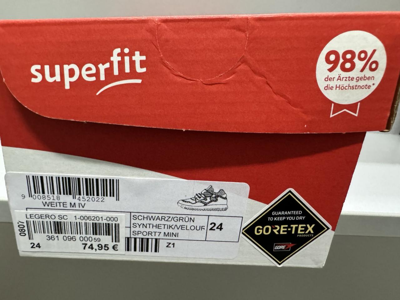 Superfit sport7 mini GORE-TEX 1-006201-0000 Детские ботинки, черно-зеленые, 24 размер НОВЫЕ!!! - фото 3 - id-p2128220845