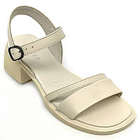 Жіночі шкіряні босоніжки бежевого кольору на підборах Diana 232/565 розмір 36