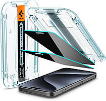 Захисне скло Spigen для iPhone 15 Pro - EZ FIT GLAS.tR Privacy (2 шт), Антишпигун (AGL06894)