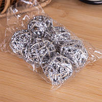 Кульки ротанг набір 3 см срібні з блискітками
