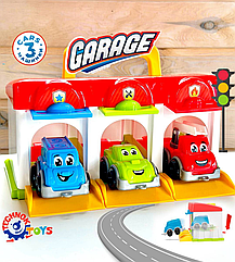 Дитячий гараж - валіза 8416 з трьома машинками з пусковим механізмом