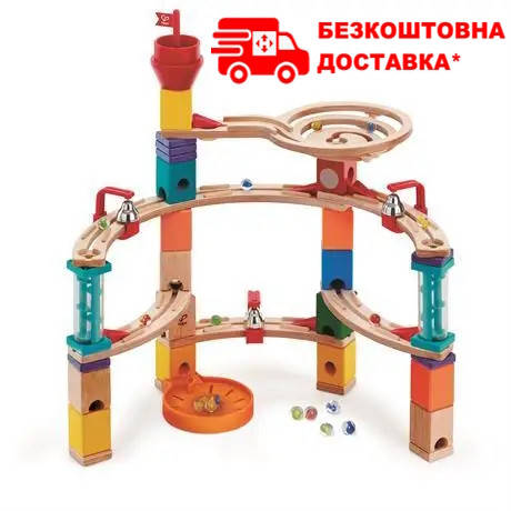 Конструктор-лабіринт з кульками Hape Quadrilla Втеча із замку 102 деталей (E6019) іграшка MARBLE RUN, фото 1