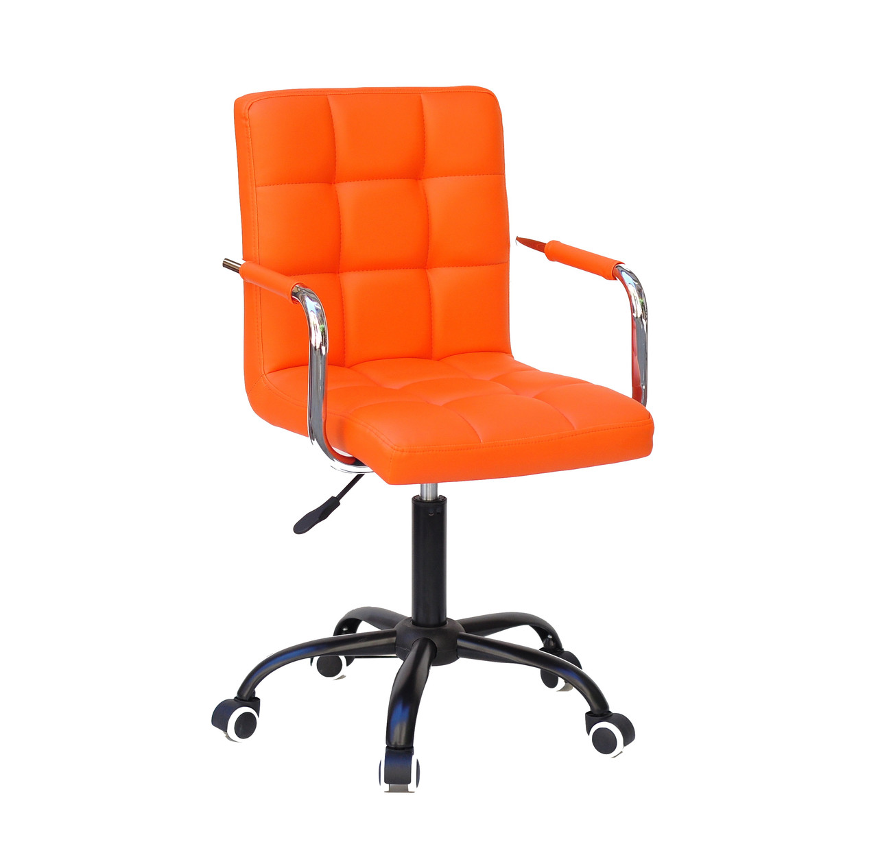 Червоне крісло AUGUSTO — ARM BK-OFFICE в екошкірі з підлокітниками на чорній основі