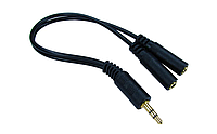 Prime stereo audio cable 3.5mm male 2*3.5mm female 15 cm Black Аудиокабель-переходник НОВЫЙ!!!