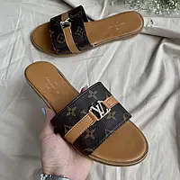 LV Small Strap Slides Brown