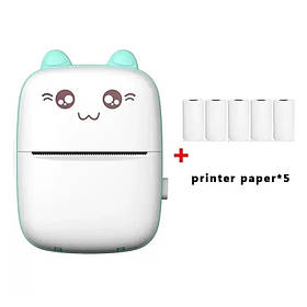Портативний міні принтер , термопринтер для наклейок, + 5 рулонів термопаперу