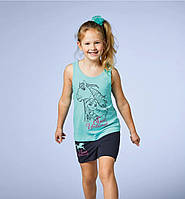 Набір для дівчинки (футболка та шорти), зріст 98-104, колір бірюза/синій