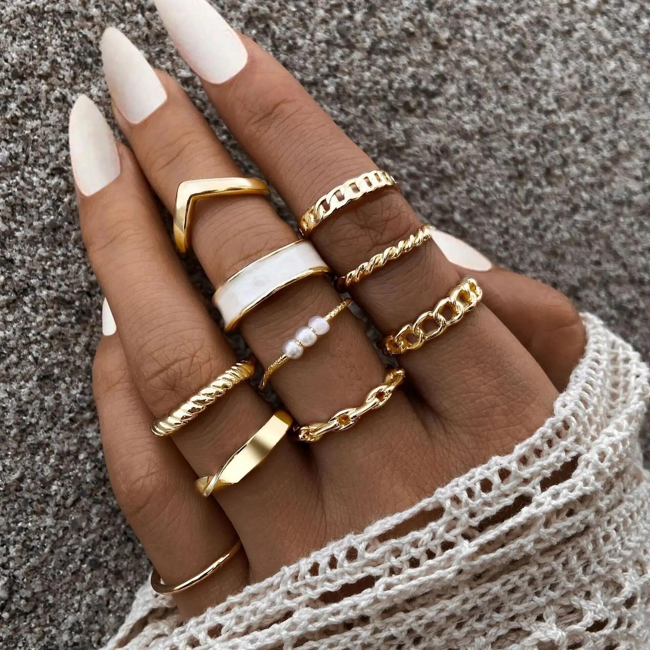 Новий набір модних елегантних кілець 22 в 1 СЕРИЯ "Cool jewelry" (Класна біжутерія)