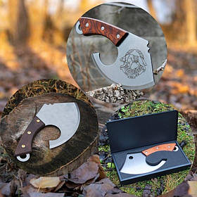 Ніж-топірець, для обработки мяса, для рубки суставов и сухожилий + Коробка для сокирки металічна