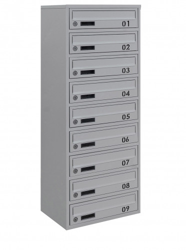 Поштова скринька LEVMETAL багатосекційна Е2-09.B на 9 квартир Сіра 1005x390x250