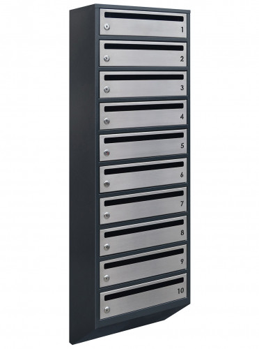 Поштовий ящик LEVMETAL багатосекційний Е1-10.F на 10 секцій Ант - сірий 1245x390x200