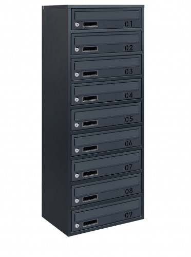Поштова скринька LEVMETAL багатосекціна Е2-09.B на 9 секцій Антрацит 1005x390x250, фото 1