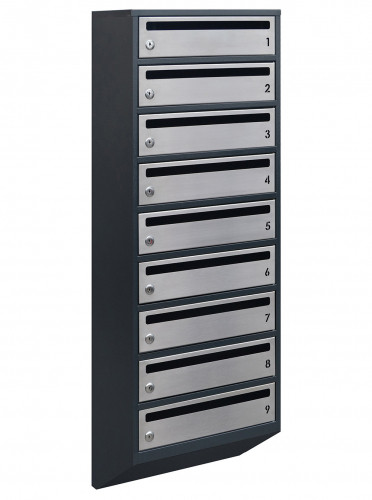 Поштова скринька LEVMETAL багатосекційна Е1-09.F на 9 квартир Ант-сіра 1135x390x200