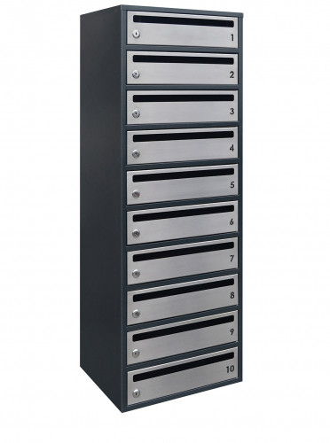 Поштова скринька LEVMETAL багатосекційна Е2-10.F на 10 квартир Ант-сіра 1115x390x250