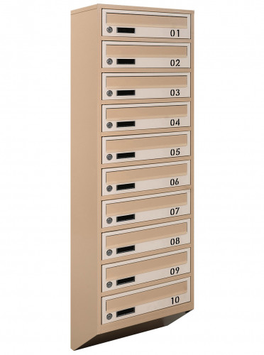 Поштова скринька LEVMETAL багатосекційна Е1-10.B на 10 квартир Бежева 1245x390x200