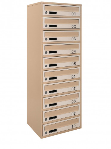 Поштова скринька LEVMETAL багатосекційна Е2-10.B на 10 квартир Бежева 1115x390x250