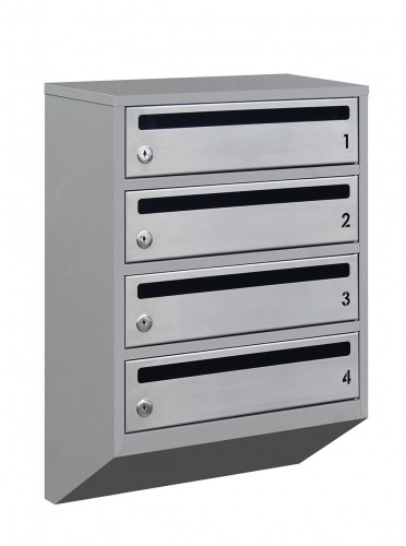 Поштова скринька LEVMETAL Е1-04.F на 4 секції Сірий 585x390x20